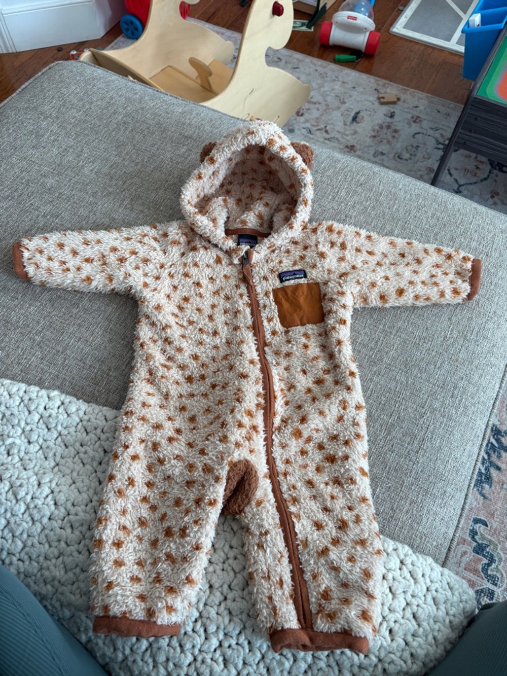 Patagonia Cream Fleece One-Piece with Brown Spots